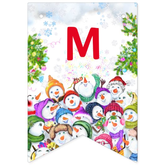 Vrolijk kerstfeest - Happy Snowmans kerstfeest Vlaggetjes (Tweede vlag)