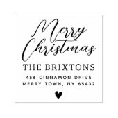 Vrolijk Kerstfeest & Hart Familie Retouradres Zelfinktende Stempel (Design)