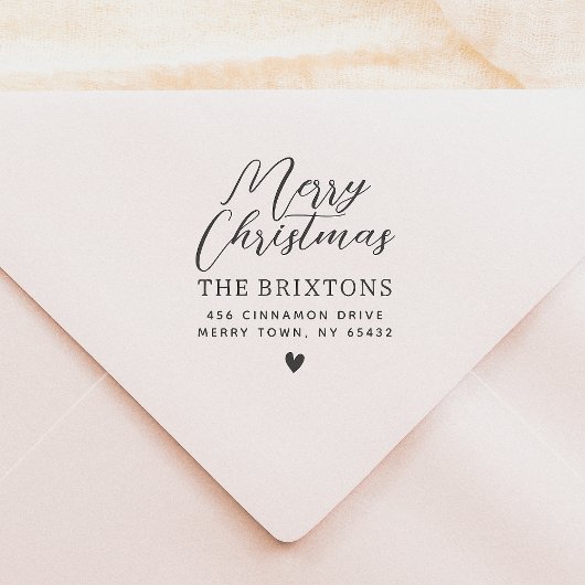 Vrolijk Kerstfeest & Hart Familie Retouradres Zelfinktende Stempel