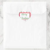 Vrolijk kerstfeest hart sticker (Tas)