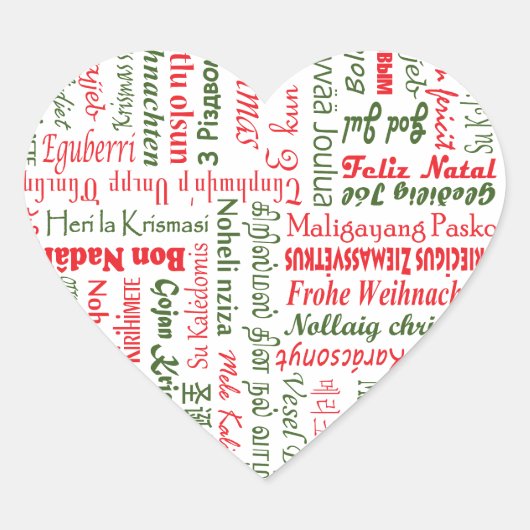 Vrolijk kerstfeest! hart sticker (Voorkant)