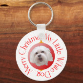 Vrolijk kerstfeest Havanese Sleutelhanger (Voorkant)