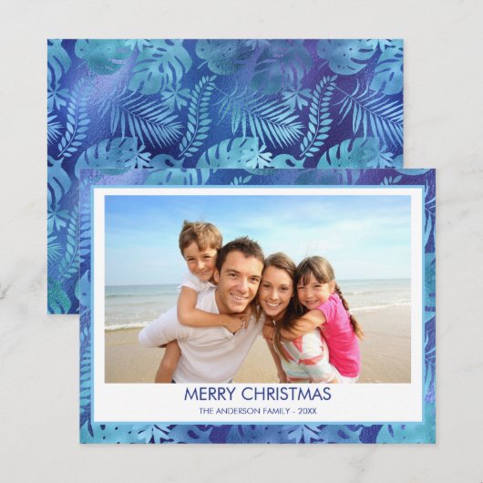 VROLIJK KERSTFEEST HAWAÏAANSE TROPISCHE BLAUWE FOT FEESTDAGENKAART (Voorkant / Achterkant)