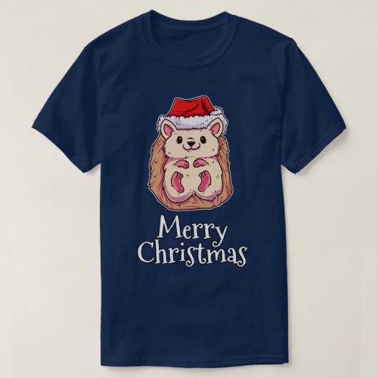 Vrolijk kerstfeest Hedgehog Santas Pet Hedgehog T-shirt (Design voorkant)