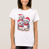 Vrolijk Kerstfeest Hedgehog Schattige Vakantie Cad T-shirt (Voorkant)