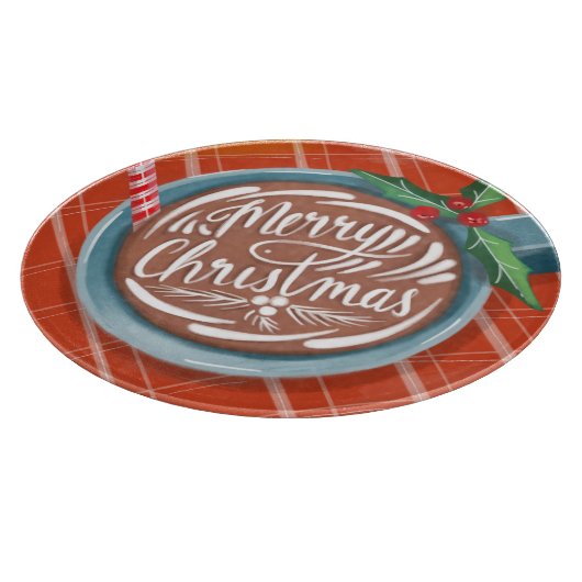 Vrolijk kerstfeest heet cacao Gezellige vakantie Snijplank (Hoek)