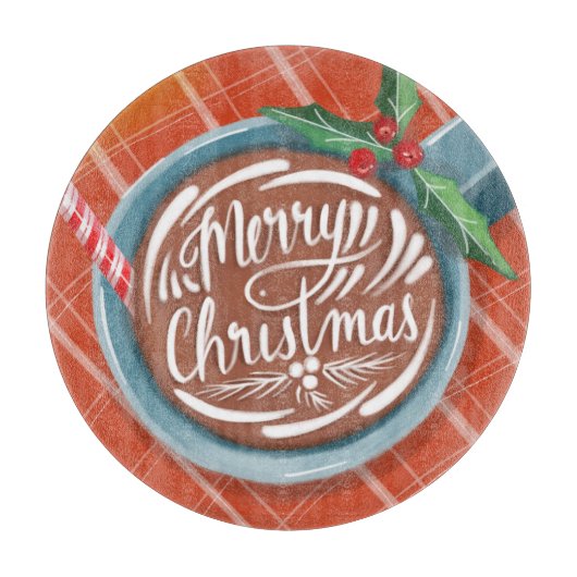 Vrolijk kerstfeest heet cacao Gezellige vakantie Snijplank (Voorkant)