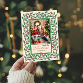 Vrolijk kerstfeest heilige bessen foto lijst feestdagenkaart