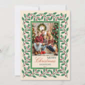 Vrolijk kerstfeest heilige bessen foto lijst feestdagenkaart (Voorkant)