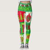 Vrolijk kerstfeest Helder Noel Red en Groen Leggings (Voorkant)