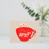 Vrolijk kerstfeest, heldere, warme chocolade rode  briefkaart (Staand voorkant)