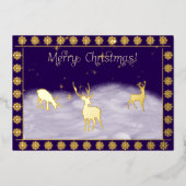Vrolijk kerstfeest - Herten in de sneeuw - goud Folie Uitnodiging (Voorkant)
