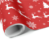 "Vrolijk kerstfeest" Herten Santa Cadeaupapier (Rol Hoek)