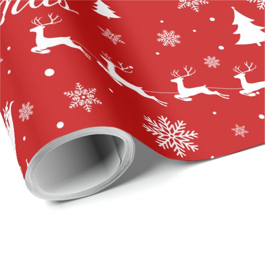 "Vrolijk kerstfeest" Herten Santa Cadeaupapier (Rol Hoek)