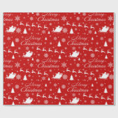 "Vrolijk kerstfeest" Herten Santa Cadeaupapier (Vlak)