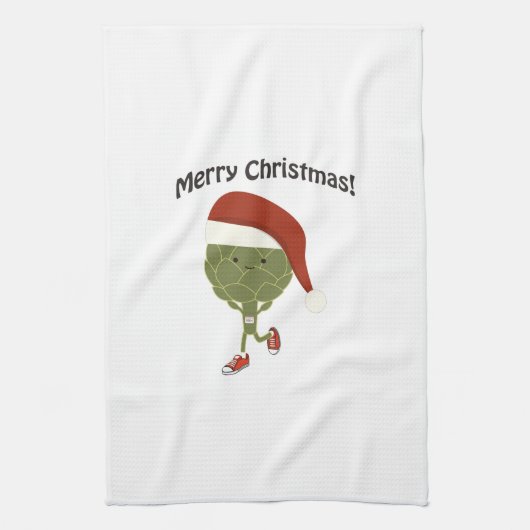 Vrolijk kerstfeest! Het runnen van Artichoke Theedoek (Verticaal)