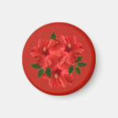Vrolijk kerstfeest Hibiscus Holly Holiday Red & Gr Magneet (Voorkant)