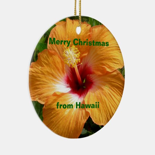 Vrolijk kerstfeest Hibiscus Keramisch Ornament (Rechts)