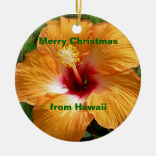 Vrolijk kerstfeest Hibiscus Keramisch Ornament
