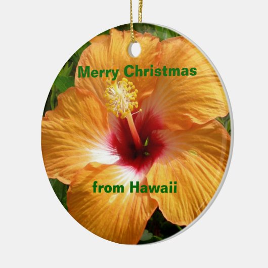 Vrolijk kerstfeest Hibiscus Keramisch Ornament (Links)