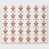 Vrolijk kerstfeest Highland Koe Cadeaupapier (Vlak)