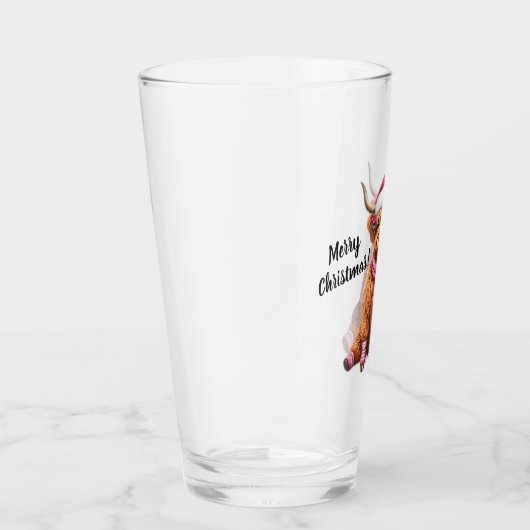 Vrolijk kerstfeest Highland Koe Glas (Rechts)