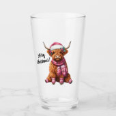 Vrolijk kerstfeest Highland Koe Glas (Voorkant)