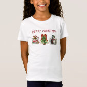 Vrolijk kerstfeest Highland Koe Snowman T-shirt (Voorkant)