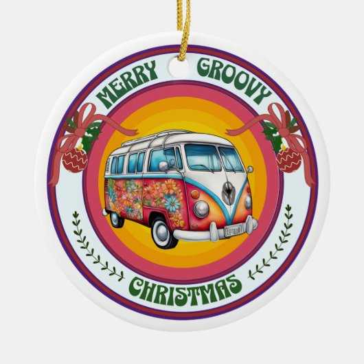 Vrolijk kerstfeest Hippie Van Ornament (Voorkant)