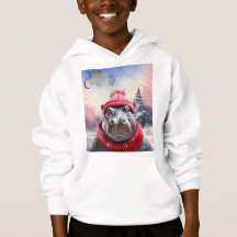 Vrolijk Kerstfeest Hippo Kerstmuts en sjaal