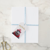 Vrolijk Kerstfeest Hippo Kerstmuts en sjaal Cadeaulabel (Met Touw)