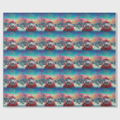 Vrolijk Kerstfeest Hippo Kerstmuts en sjaal Cadeaupapier (Vlak)