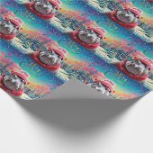 Vrolijk Kerstfeest Hippo Kerstmuts en sjaal Cadeaupapier (Hoek)