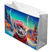 Vrolijk Kerstfeest Hippo Kerstmuts en sjaal Groot Cadeauzakje (Achterkant Gekanteld)