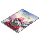 Vrolijk Kerstfeest Hippo Kerstmuts en sjaal Notitieboek (Linkerzijde)