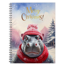 Vrolijk Kerstfeest Hippo Kerstmuts en sjaal