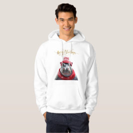 Vrolijk Kerstfeest Hippo muts en sjaal Hoodie