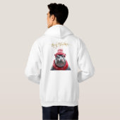 Vrolijk Kerstfeest Hippo muts en sjaal Hoodie (Achterkant volledig)