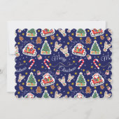 Vrolijk kerstfeest, HO! HO! Aangepaste blauwe uitn Kaart (Achterkant)