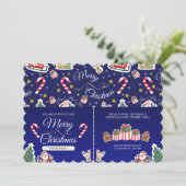 Vrolijk kerstfeest, HO! HO! Aangepaste blauwe uitn Kaart (Staand voorkant)