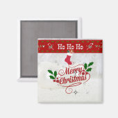 Vrolijk kerstfeest, Ho Ho Ho, feestelijke vormgevi Magneet (Voorkant / Achterkant)