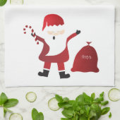 Vrolijk kerstfeest Ho Ho Santa Claus Candy Cane Theedoek (Gevouwen)