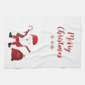 Vrolijk kerstfeest Ho Ho Santa Claus Candy Cane Theedoek (Horizontaal)