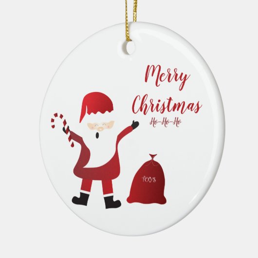 Vrolijk kerstfeest Ho Ho Santa Claus Keramisch Ornament (Links)