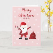 Vrolijk kerstfeest Ho Ho Santa Claus Snowflakes Kaart (Gele Bloem)