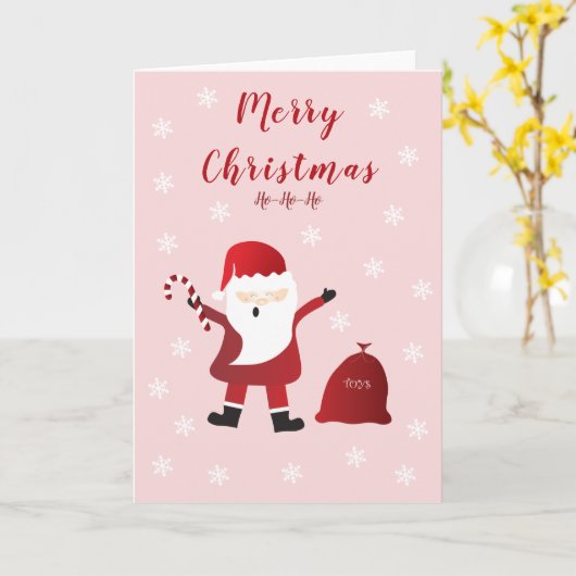 Vrolijk kerstfeest Ho Ho Santa Claus Snowflakes Kaart (Gele Bloem)