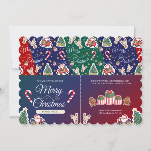 Vrolijk Kerstfeest HOHOHO Custom Landschap Uitnodi Kaart (Voorkant)