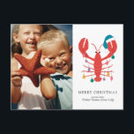 Vrolijk kerstfeest | Holiday Beach Lobster Crab Feestdagenkaart<br><div class="desc">Vrolijk kerstfeest | Holiday Beach Lobster Crab</div>