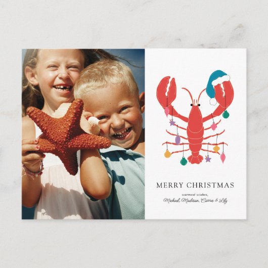 Vrolijk kerstfeest | Holiday Beach Lobster Crab Feestdagenkaart (Voorkant)