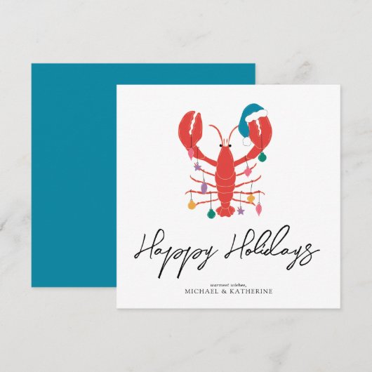 Vrolijk kerstfeest | Holiday Beach Lobster Crab Feestdagenkaart (Voorkant / Achterkant)